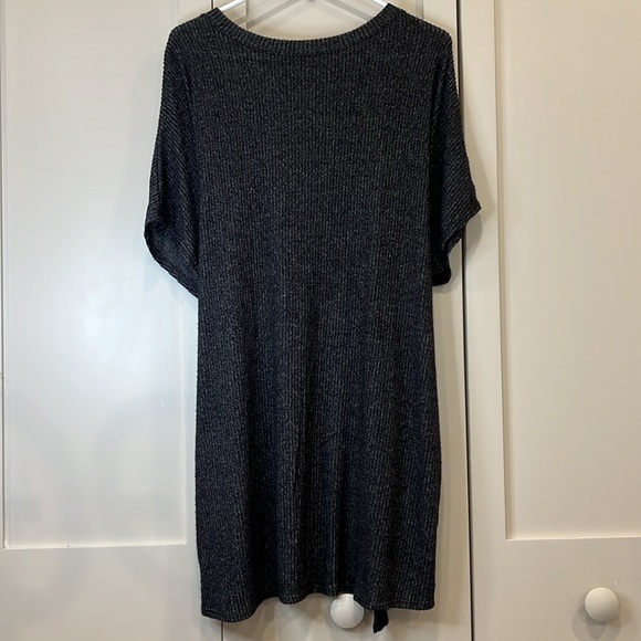 👚Urban Outfitters Soft Cozy Ribbed Tie Wrap Sweater Mini Dress Size(M)Blk - Picture 6 of 8